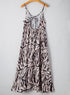 Black Abstract Print Open Back Boho Loose Maxi Sundress